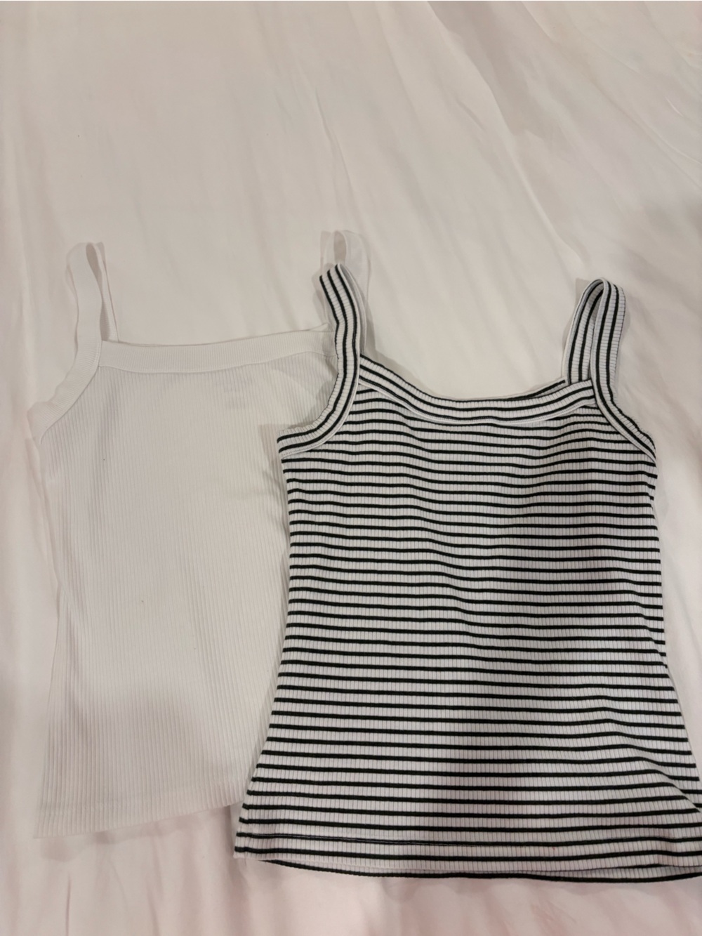 Women’s White & Black Striped Tank Tops - Pack of 2